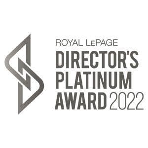 The logo for the royal lepage director 's platinum award 2022.