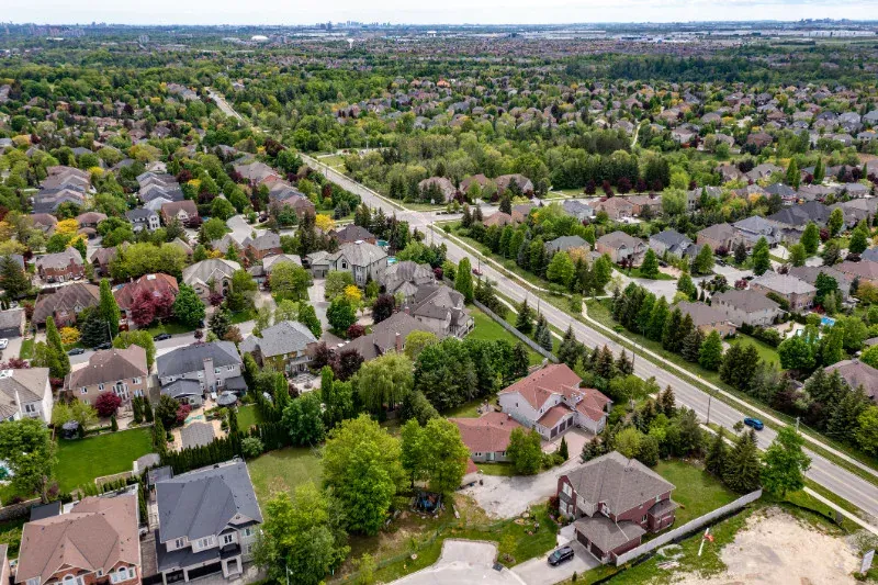 An aerial view of the Harrison neighborhood in Milton.