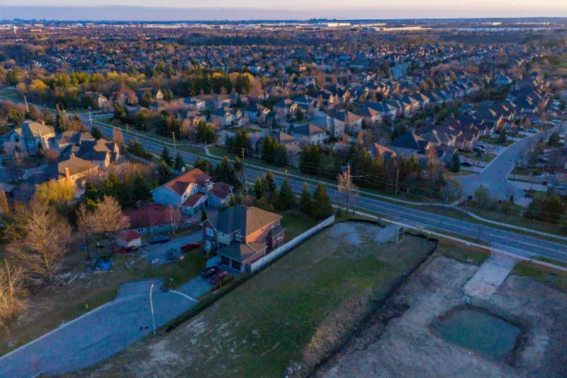 An aerial view of the Beaty neighborhood in Milton.