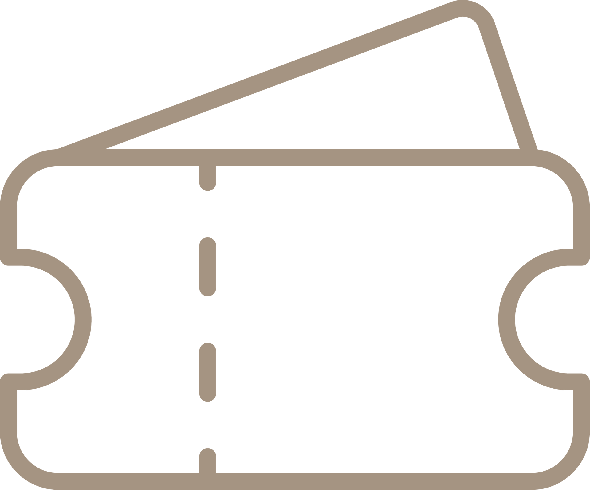 A line drawing of a ticket on a white background.