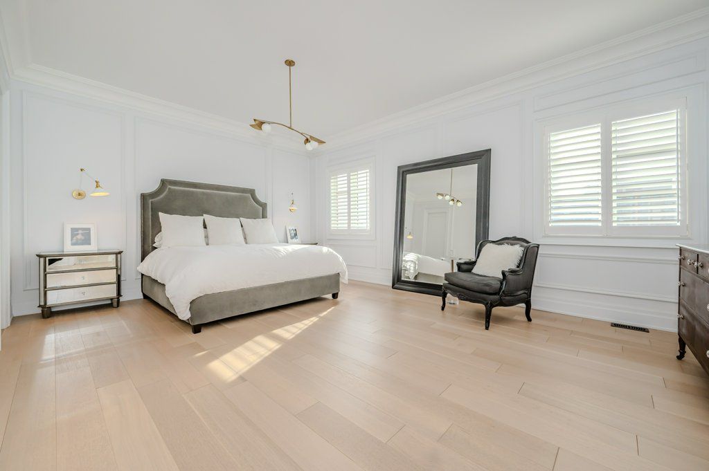 There is a large bed in the middle of the room.